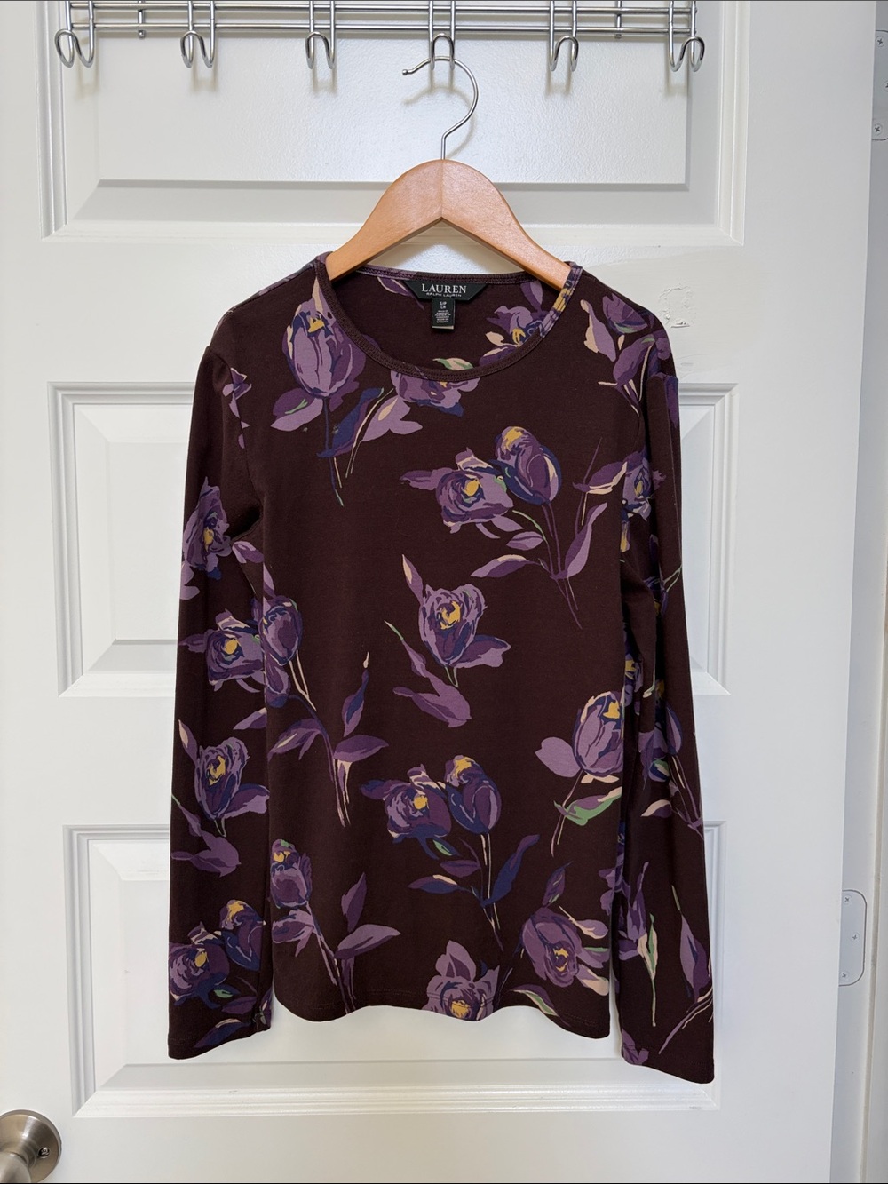 Lauren Ralph Lauren Plum Floral Long-Sleeve Tee